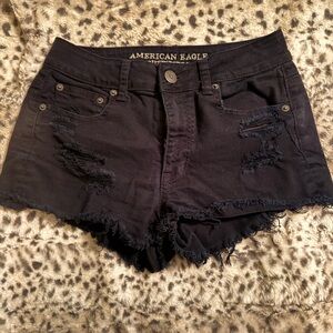 American Eagle Outfitters Black Ripped Jean Shorts